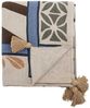 Wolldecke Bloomingville Decke RUDAUR Natur Blau Rot mit Quasten in Beige, Bloomingville Bild 1