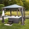 HOME DELUXE Outdoor-Whirlpool 'White Marble', 210 x 160 cm, für 3 Personen, mit Treppe & Thermoabdeckung Bild 2
