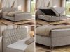 Boxspringbett mit Kopfteil und Topper, Polsterbett - GRIMALDI - 160 x 200 cm - Beige Stoff - H3 Bild 3