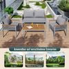 Celya Gartenlounge-Set Gartenlounges, Gartenmöbel Set 4 Personen Rattan, (Doppelsofa,2 Sessel und Tisch, Outdoor, Tisch und Stühle), Gartenlounge-Set, Gartenmöbel Set mit bequemem Kissen Bild 4