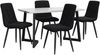 Essgruppe mit 4 Samtstühlen & Tisch in Marmoroptik, 117x68x75 cm, Schwarz/Weiß Bild 4