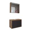 Roomart MELONA-S1-65 Badmöbel Set– 2-teiliges Badezimmermöbel Set - Unterschrank(ohne Waschbecken) mit Spiegelschrank - H 45 x B 35 x T 65 cm • Anthrazit-Eiche Bild 5
