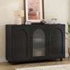 U-förmiges Sideboard schwarz mit Glastür, 120x40x78,5 cm, MDF, Push-to-Open Bild 2