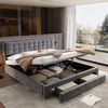 Polsterbett 180×200 cm aus Samt-Stoff mit Stauraum und verstellbarem Kopfteil, grau Bild 2