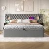 Merax Polsterbett Hydraulisch Stauraumbett Doppelbett 180×200 cm mit 2 Nachttischen, Kopfteil Leselicht mit USB Ladefunktion, Samt, Grau Bild 3