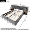Merax Polsterbett Hydraulisch Stauraumbett Doppelbett 180×200 cm mit 2 Nachttischen, Kopfteil Leselicht mit USB Ladefunktion, Samt, Grau Bild 4
