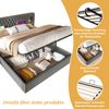 Merax Polsterbett Hydraulisch Stauraumbett Doppelbett 180×200 cm mit 2 Nachttischen, Kopfteil Leselicht mit USB Ladefunktion, Samt, Grau Bild 5