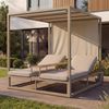 Alu Lounge-Gartenliege HWC-P81, Sonnenliege Daybed, 10cm-Polster 220g/m² 196x165x196cm ~ beige, Polster beige Bild 1