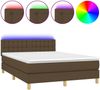 vidaXL Boxspringbett mit Matratze & LED Stoff Dunkelbraun 140x200 cm Bild 2