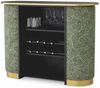 Casa Padrino Luxus Bar Theke mit Glasplatte Grün / Schwarz / Messing 140 cm - Bar Möbel Bild 2