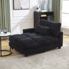 4-Sitzer Sofa m. Hocker+Stauraum, Samt, Getränkehalter, Seitentaschen, Schwarz Bild 5