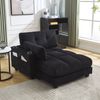 4-Sitzer Sofa m. Hocker+Stauraum, Samt, Getränkehalter, Seitentaschen, Schwarz Bild 2