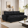 4-Sitzer Sofa m. Hocker+Stauraum, Samt, Getränkehalter, Seitentaschen, Schwarz Bild 3