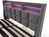 Polsterbett 140x200 cm mit LED & USB, Leinenbezug, Stauraum mit Gasdruckfeder，Grau，Es gibt eine Matratze. Bild 4
