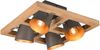 LED Deckenstrahler 4-flammig Silber antik & Gold mit Holz, Quadrat 39cm Bild 2