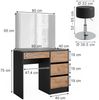 Schminktisch Sherry Anthrazit/Goldkraft Eiche 90 x 75 cm mit Spiegel & Hocker Vicco Bild 3