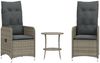 vidaXL Outdoor-Lehnstühle 2 Stk. mit Tisch Grau Poly Rattan 365692 Bild 2