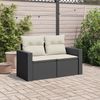 vidaXL Gartensofa mit Kissen 2-Sitzer Schwarz Poly Rattan 366004 Bild 3