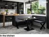 MEBLINI Eckbank für Esszimmer mit ausziehbarem Tisch - Küchenbank - Essecke - Sitzecke Küche - PETER - X-Beine 128x168x87cm Rechts - Dunkelgrau Samt/M Weiß Matt Bild 2