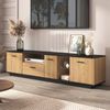 TV-Lowboard MDF mit LED (16 Farben) & Stauraum, 180x37x45 cm, Schwarz/Holzfarben Bild 2