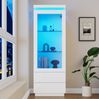 Vitrine Weiß Hochglanz, 60x40x171 cm mit Acrylfront, App-LED & 2 Schubladen Bild 2