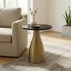 Beistelltisch Rund 40cm Gold mit Massiver Marmorplatte Schwarz - Wohnzimmertisch Naturstein Anstelltisch - Sofatisch Design Metall Couchtisch - Wohnzimmer Tisch Modern Handmade Bild 3