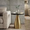 Beistelltisch Rund 40cm Gold mit Massiver Marmorplatte Schwarz - Wohnzimmertisch Naturstein Anstelltisch - Sofatisch Design Metall Couchtisch - Wohnzimmer Tisch Modern Handmade Bild 5