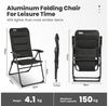 HOMECALL Gartenstuhl Hochlehner Campingstuhl Klappstühle Gepolstert Faltstuhl Balkonstuhl (Anglerstuhl, 2 St), mit 5-Fach Verstellbare lehne, für Camp Garten Balkon, Belastbar 150KG Bild 3