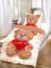 Fleece Bettwäsche Weiß-Beige mit Teddy-Herzmotiv aus 100% Polyester 135x200 cm Bild 3