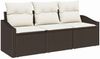 vidaXL Gartensofa-set mit Kissen 3 pcs Braun und Weiß Poly-Rattan 3355247 Bild 2