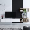 Calicosy TV-Schrank 4 Türen Weiß mit Eichenregal L215 cm - PIA - Weiß Bild 2