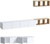 Calicosy TV-Schrank 4 Türen Weiß mit Eichenregal L215 cm - PIA - Weiß Bild 5