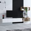 Calicosy TV-Schrank 4 Türen Weiß mit Eichenregal L215 cm - PIA - Weiß Bild 4