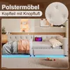Schlafsofa mit LED-Beleuchtung, Lattenrost und Mehrfachsteckdose, 90x200 cm, Einzelbett, Polsterbett, Leinen Bild 5