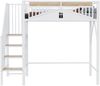 Metall-Hochbett 90 x 200 cm, einzigartige Sicherheitsumrandung mit Fenster, mit Sicherheitsleiter, genügend Platz unter dem Bett für freien Stoffbezug, weiß Bild 5
