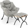 Sessel mit Hocker & Armlehnen & Seitentasche & Doppelseitiger Fußstütze Relaxsessel Grau Bild 1