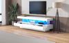 TV-Schrank 160x38x50,5 cm in Weiß Hochglanz mit 3 Glasfächern und LED-Beleuchtung Bild 2