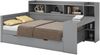 Schlafsofa, Daybett, Tagesbett, 90 x 200 cm, Nachttischablage und Untertischablage, Bett mit Steckdose und USB-Anschluss, 2 Schubladen, Schreibtisch, ohne Matratze, Spanplatte, Grau Bild 4