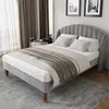 Polsterbett, Doppelbett mit Lattenrost, 140x200 cm, Kopfteil mit seitlichen Ohren, Samt Bild 3