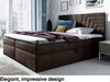 MEBLINI Boxspringbett BACALAR 140x200 cm mit Bettkasten – H3/Braun Samt Polsterbett - Gepolstert Doppelbett mit Matratze und Topper - Polsterbett mit Stauraum - Bett mit Kopfteil – Stauraumbett Bild 3