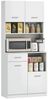 HOMCOM Küchenbuffet Hochschrank mit verstellbaren Regal, Schublade (Vitrinenschrank, 1-St, Buffetschrank mit Soft-Close-Tür) Aufbewahrungsschrank für Küche Esszimmer 80x35x180 cm Weiß Bild 2