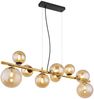 LED Hängeleuchte, Glaskugel, 9-Flammig, amberfarben, golden Bild 5