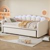 Daybed/Tagesbett mit ausziehbarem Bett & LED, Samt beige, 90x200 cm (ohne Matratze) Bild 3