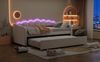 Daybed/Tagesbett mit ausziehbarem Bett & LED, Samt beige, 90x200 cm (ohne Matratze) Bild 5