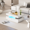 Couchtisch Hochglanz Weiß mit LED-Beleuchtung & 4 Schubladen - 80x50x36 cm Bild 2