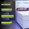 Juskys Boxspringbett Norfolk 200 x 200 cm – LED Beleuchtung, Bonell-Matratzen, Topper & Kunstleder – 66 cm Komforthöhe – weiß – Bett Doppelbett Bild 5