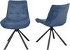 2er Set Design-Drehstuhl mit Cordbezug – gepolstert & drehbar in Blau Bild 2