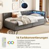 STILVORA Polsterbett Polsterbett 90×200cm Daybett Jugendbett mit USB+Typ C&LED&Schubladen (Tagesbett mit LED-Ambiente und USB-Anschluss, Leinen-Design für Kinderzimmer und Jugendzimmer, Stauraum und 2 Schubladen, 90x200cm), Ohne Matratze Bild 2