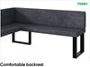 MEBLINI Eckbank für Esszimmer mit ausziehbarem Tisch - Küchenbank - Essecke - Sitzecke Küche - TONI - U-Beine 128x168x87cm Links - Dunkelgrau Samt/M Weiß Matt Bild 5