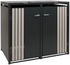 2er-Mülltonnenverkleidung HWC-O67, Mülltonnenbox mit Deckel, Metall 122x132x84cm 53kg ~ anthrazit Holzoptik hell Bild 5